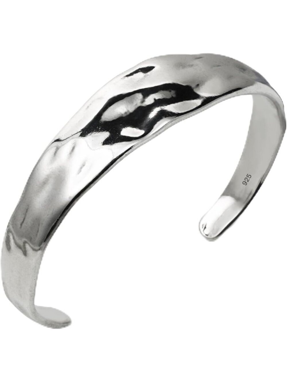 Adjustable Minimalist Chunky Cuff Bracelet - 925 Sterling Silver for Slender